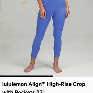 Lululemon Align 23" Leggings Size 10 purplish blue color